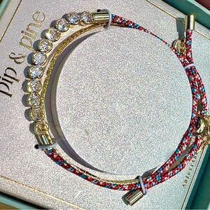 Pip & PINE Red White and Blue CZ Crystal Cord Bracelet